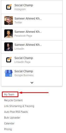 Social Media Team Feature Option