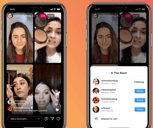 Instagram Live room with multiple participants