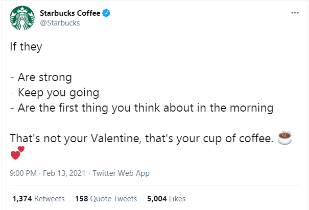 Dia dos Namorados no Twitter da Starbucks