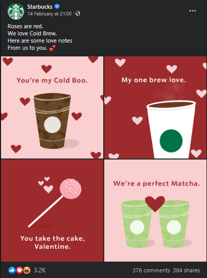 Starbucks Facebook San Valentino