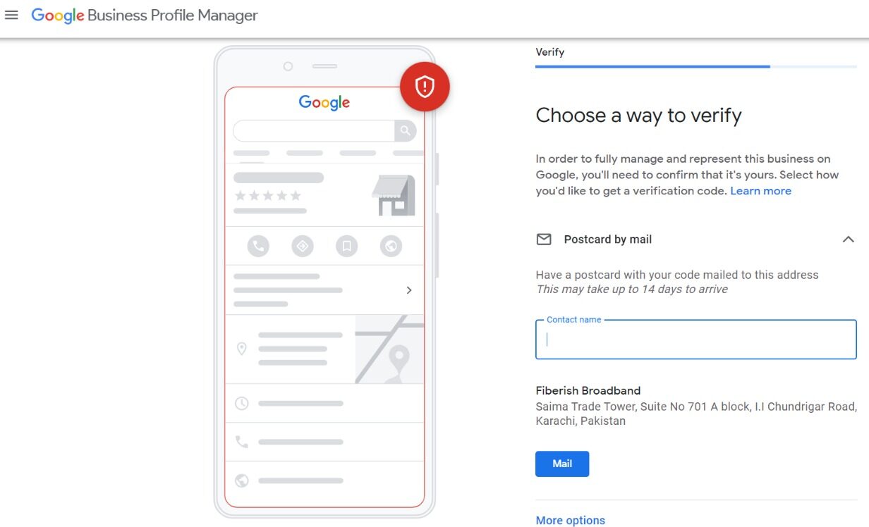 google business profile verify by mail