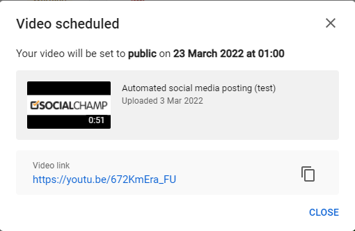 Scheduled YouTube Video Notification