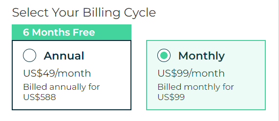 Select your billing cycle - Hootsuite pricing