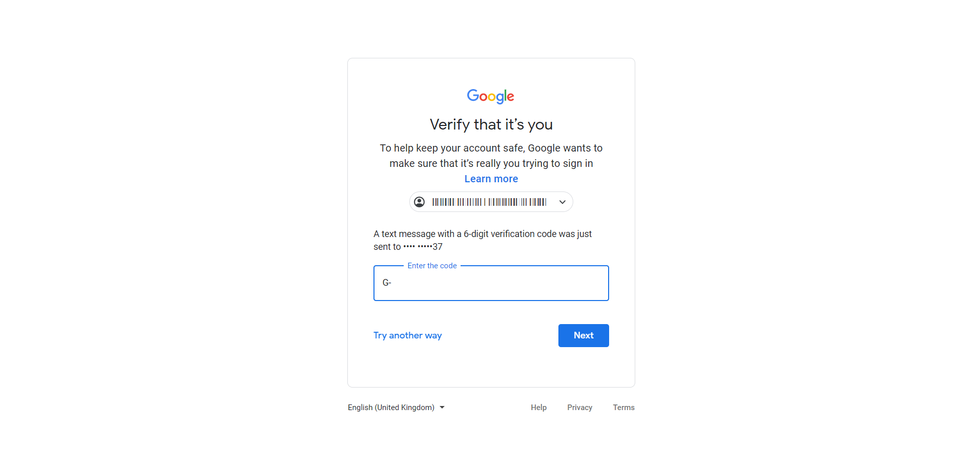 Google account verification